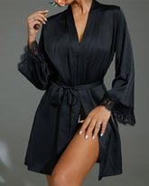 Sheer Heart Lace Backless Robe With Belt